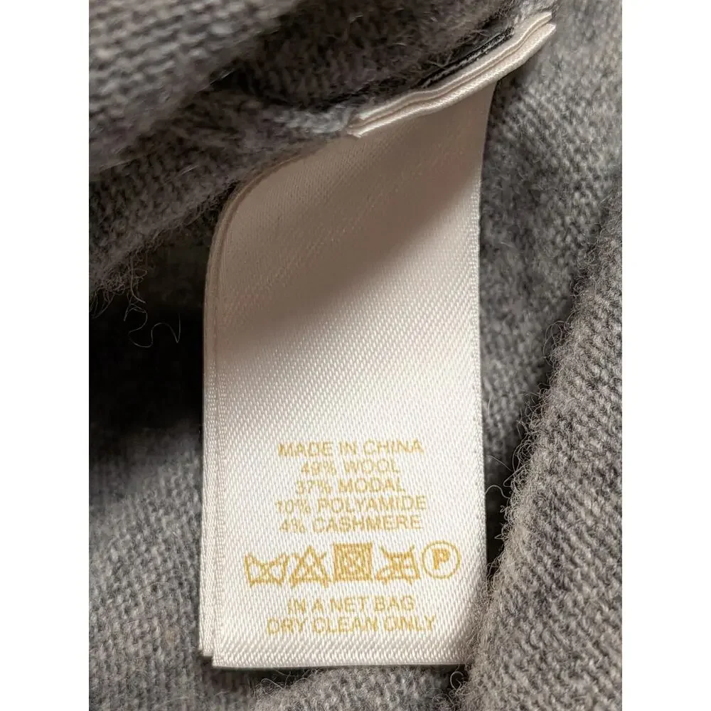 Kate Spade Wool Cashmere Gray Embellished Collar Sweater Keyhole Bow Back Sz XL